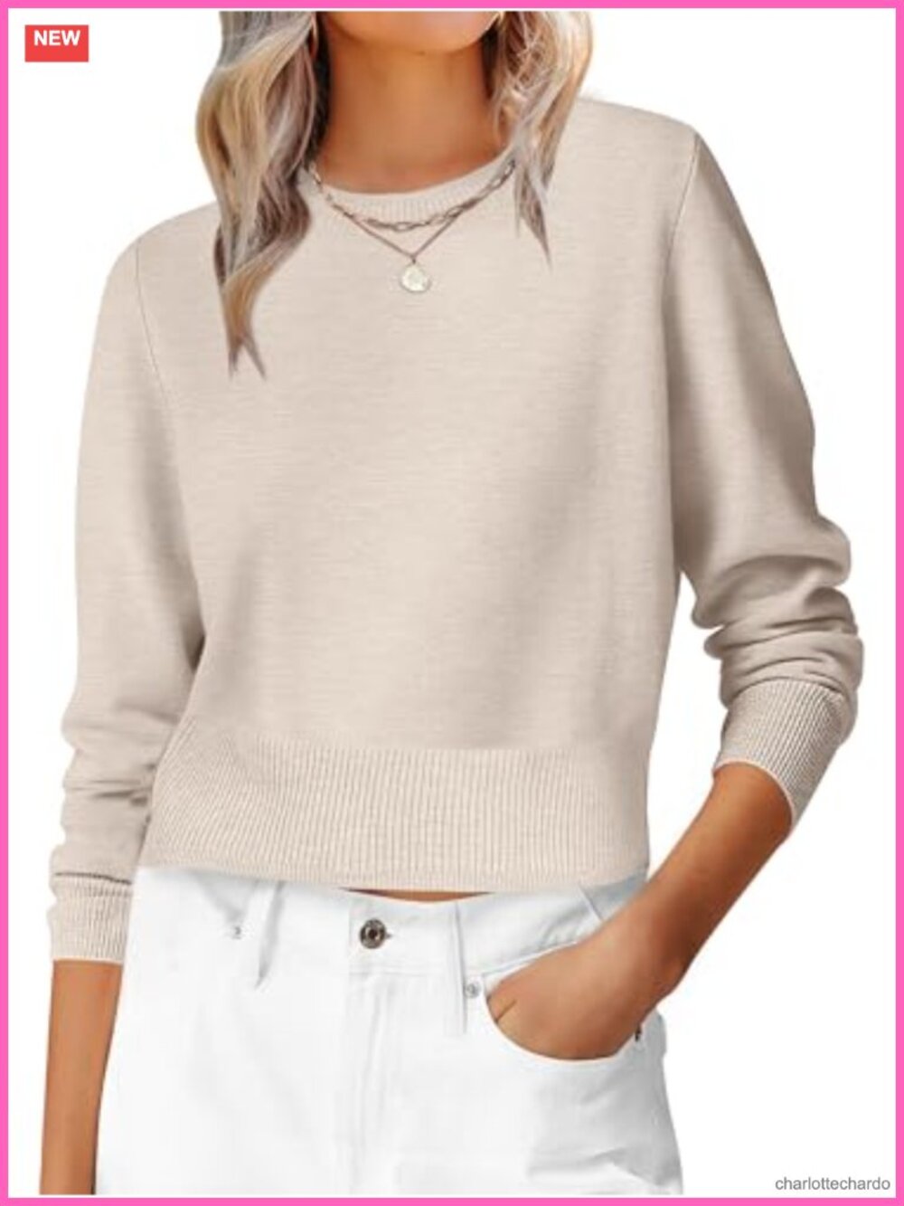 Long Sleeve Cropped Crew Neck Lightweight Fall Sweater Knit Pullover